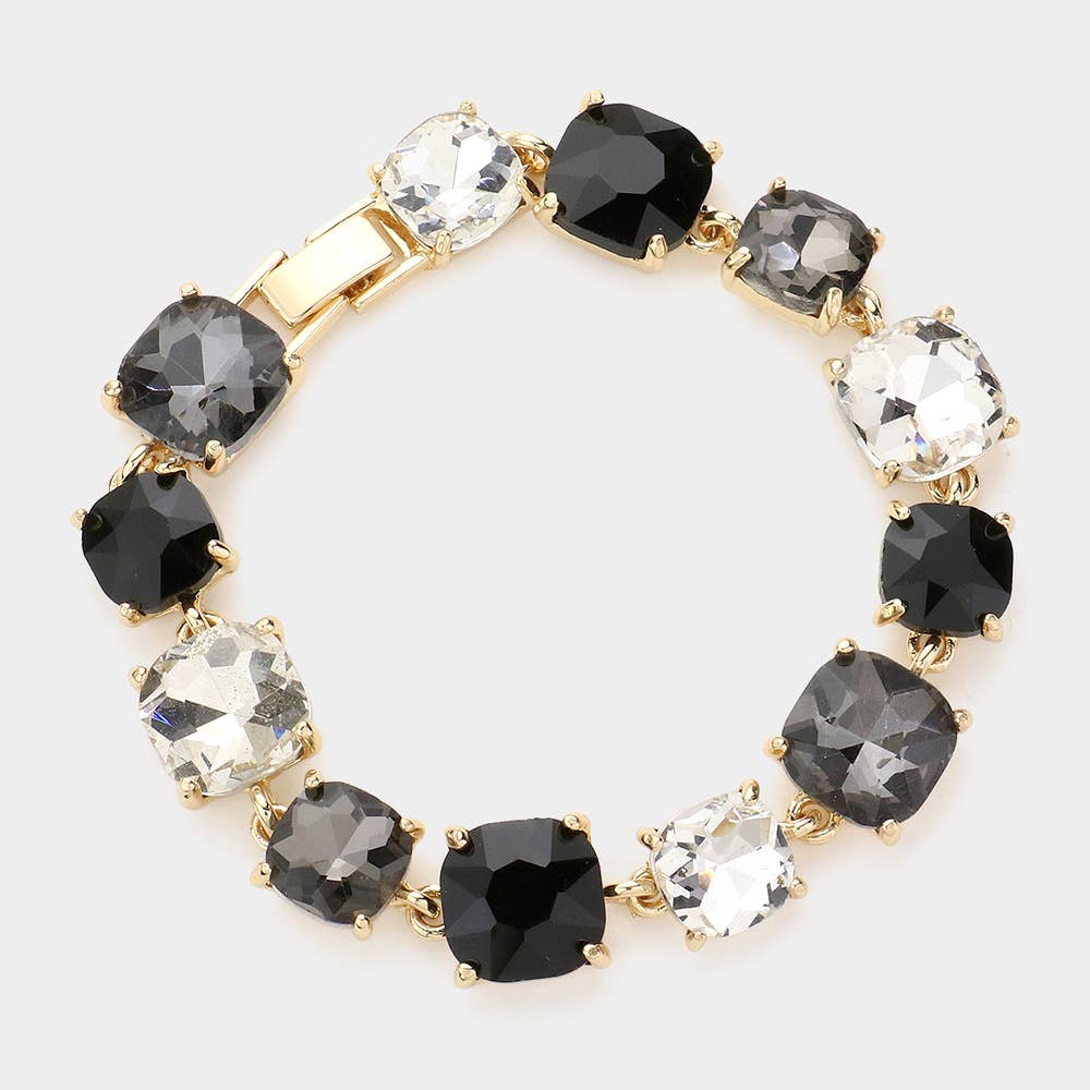 Cushion Square Stone Link Evening Bracelet
