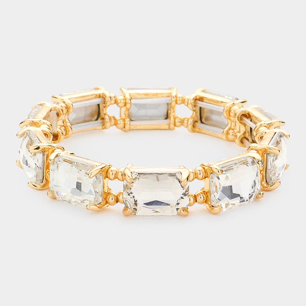 Emerald Cut Stone Stretch Evening Bracelet
