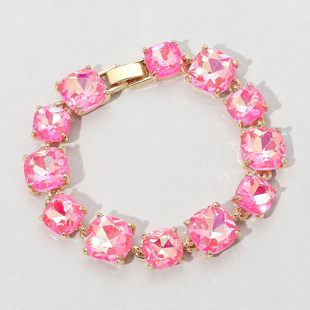 Cushion Square Stone Link Evening Bracelet