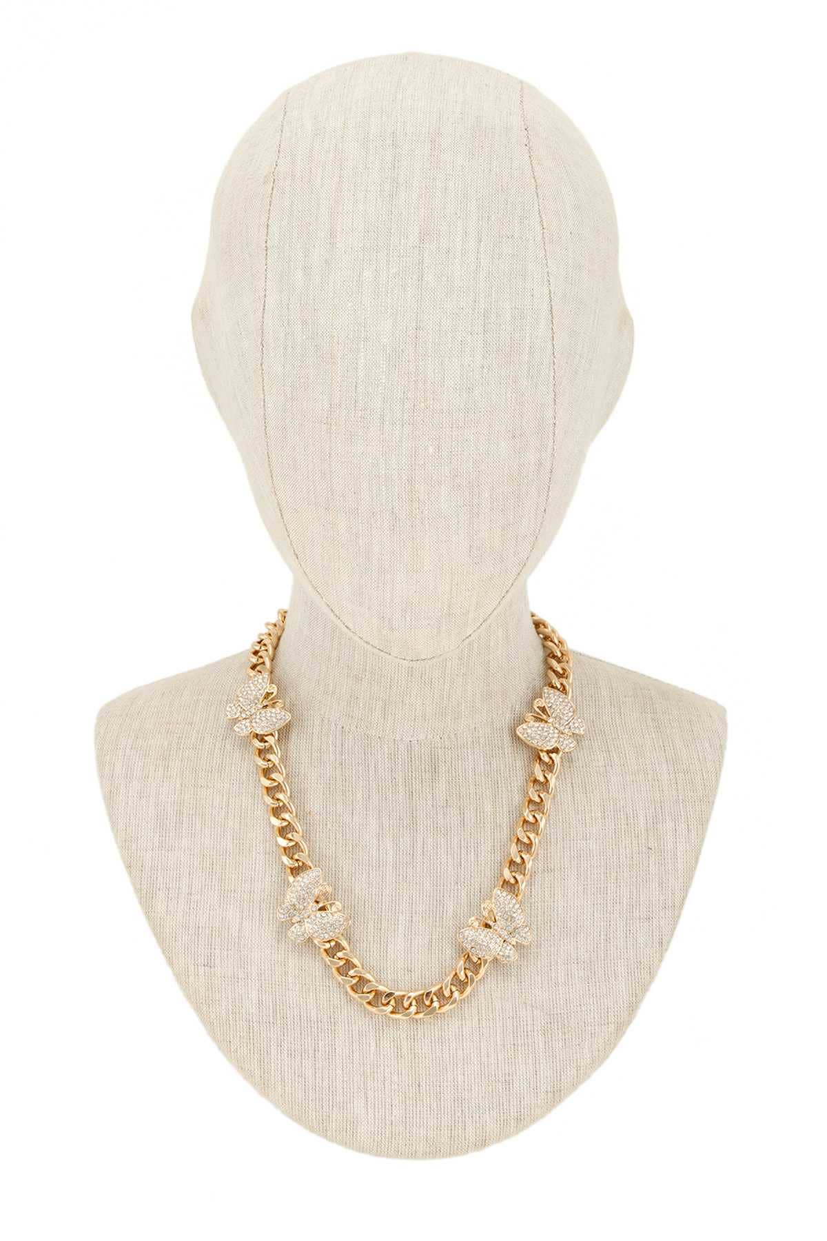 Rhinestone Butterfly Attached Chain Necklace S4009