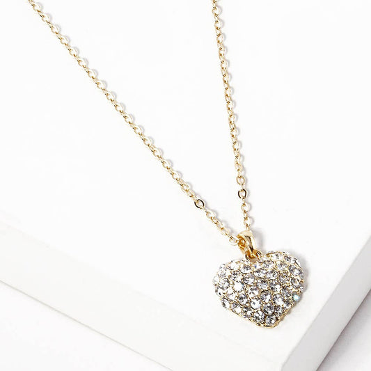 Crystal Pave Heart Pendant Necklace