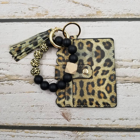 Leopard Tassels Bracelet Card Wallet Keychain