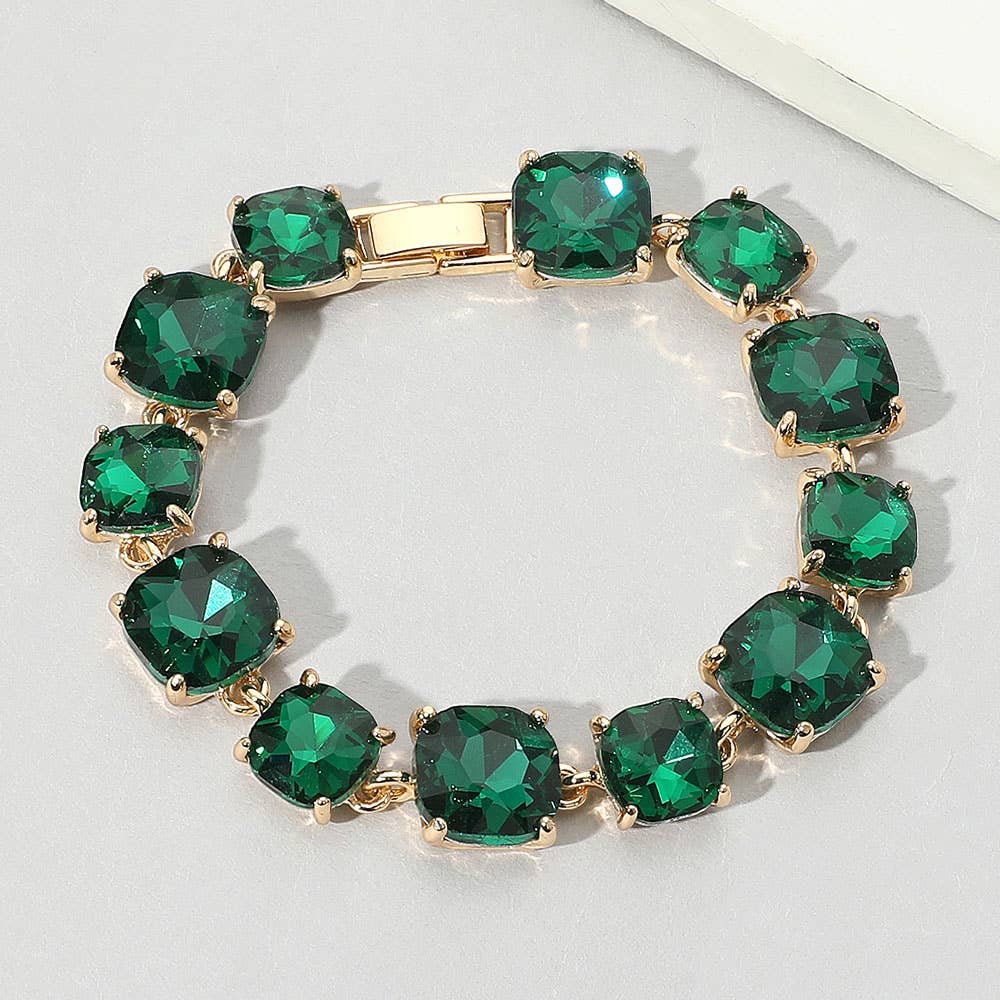Cushion Square Stone Link Evening Bracelet
