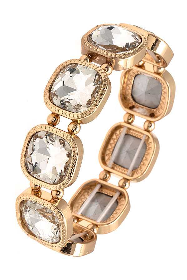 FACETED SQUARE GEM LINK BRACELET 394