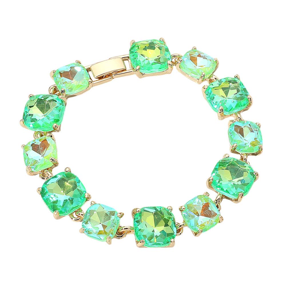 Cushion Square Stone Link Evening Bracelet