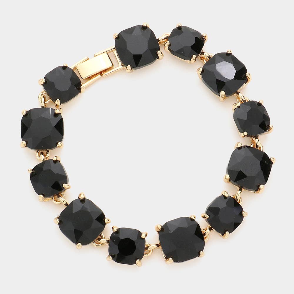 Cushion Square Stone Link Evening Bracelet
