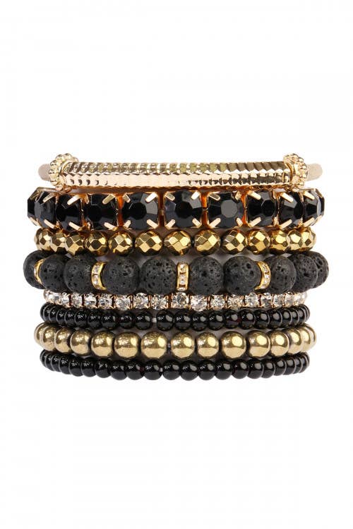 Mixed Beads Charm Multi Line Bracelet